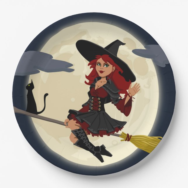 PRATO DE PAPEL REDHEADED HALLOWEEN WITCH (Frente)