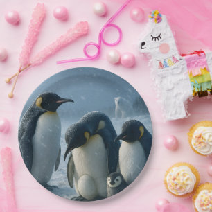 Prato de papel redondo 22,9 cm Pinguim