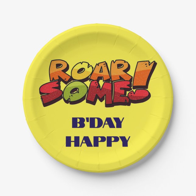Prato de Papel Redondo “B'Day Happy” (Frente)
