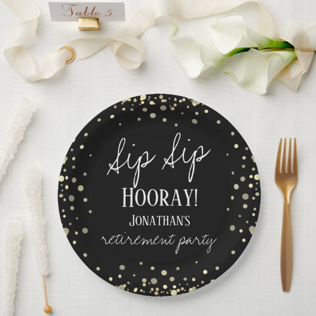 Prato De Papel Redução de Parabéns de Hooray Sip Sip (Casamento)
