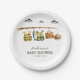 Prato De Papel Reel Excited Little Fisherman Baby Shower