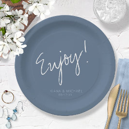 Prato De Papel Reflections Wedding Enjoy Dusty Blue ID774