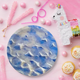 Prato De Papel Reflexões azuis do oceano e do céu