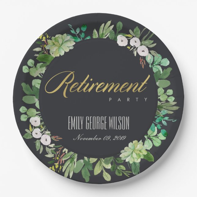 PRATO DE PAPEL REFORMA DE ÁGUA COM FOLIAGEM DE FÉCULA SUCCULENTA (Frente)