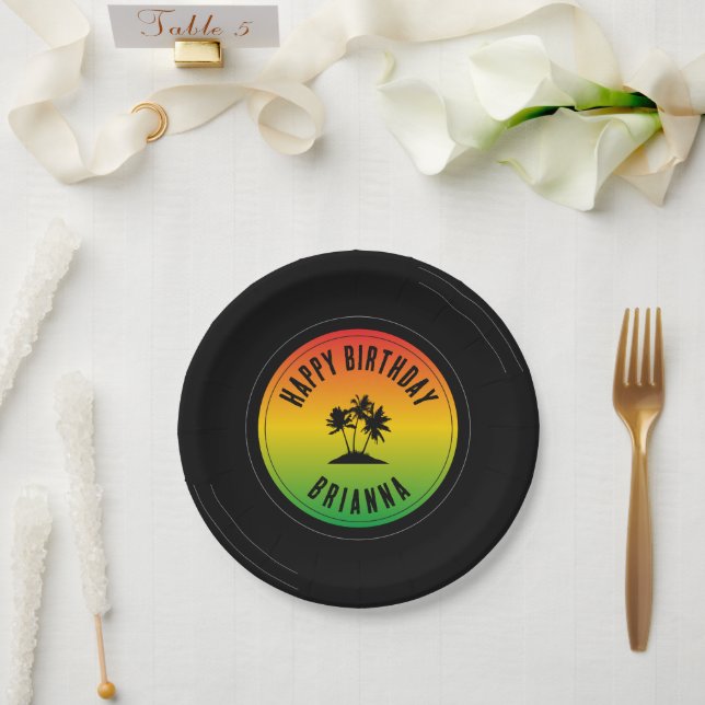 Prato De Papel Reggae Vinyl Record Birthday (Casamento)