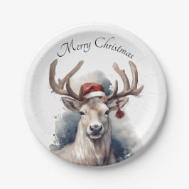 Prato De Papel Reindeer de Natal, personalizável