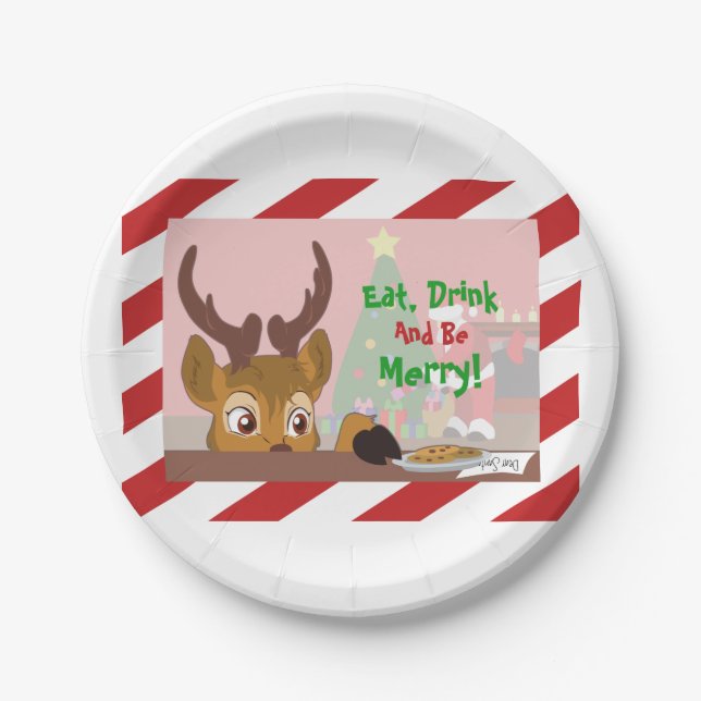 Prato De Papel Reindeer Love Cookies (Frente)