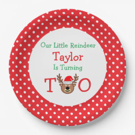 Prato De Papel Reindeer segundo aniversário