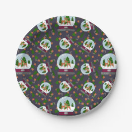 Prato De Papel Reindeer Snow Globes