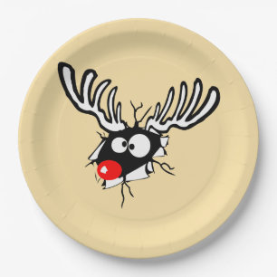 Prato De Papel Reindeer Vermelho Louco