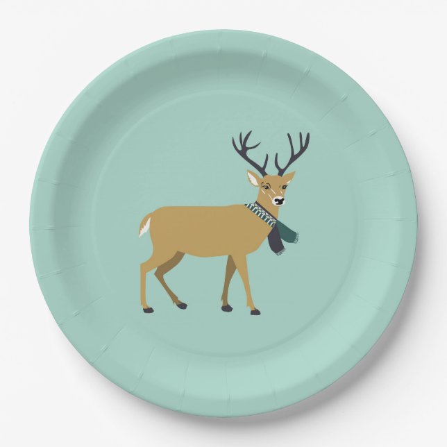 Prato De Papel Reindeer Vestindo um escarpa de inverno (animal de (Frente)