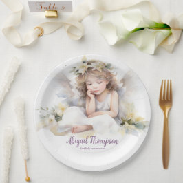 Prato De Papel Religiosa da Pequena Garota Anjo Cura