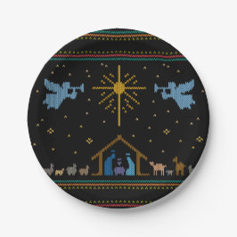 Prato De Papel Religioso da Natividade Feia de Natal