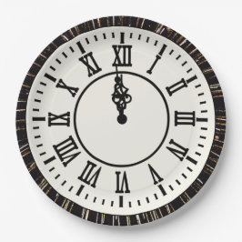 Prato De Papel Relógio de Ano Novo no Fireworks