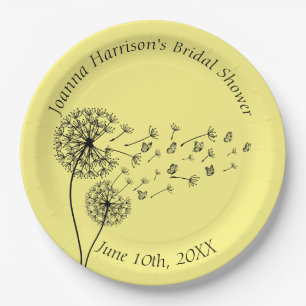 Prato De Papel Relógio de Dandelion Personalizado com Borboletas