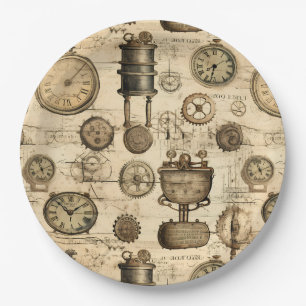 Prato De Papel Relógio Russo Steampunk Grunge (14)