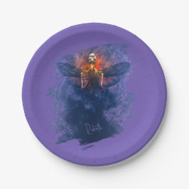 Prato De Papel Renascimento. Esqueleto com asas ascensões