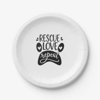 Prato De Papel Rescue Love Repeat Dog Paw Tee