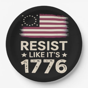 Prato De Papel Resiste como se fosse 1776 bandeira conservadora a