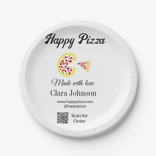 Prato De Papel Restaurante de pizza café pizzaria digitalize códi (Frente)