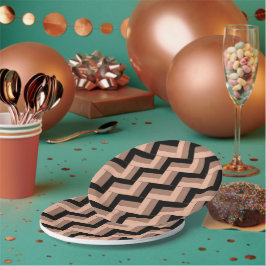 Prato De Papel Retângulos Geométricos Pretos de Mocha Castanho