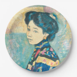 Prato De Papel Retrato da Mulher Japonesa (por Fujishima Takeji)
