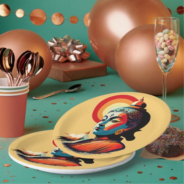 Prato De Papel Retrato de Arte Pop Buddha Lord (Múltiplo)