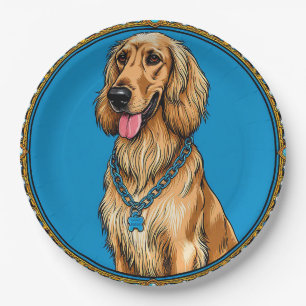 Prato De Papel Retrato de Cachorro em Moldura Ornamentada