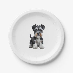 Prato De Papel Retrato de Puppy Schnauzer Miniatura HD Adorável -