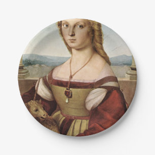 Prato De Papel Retrato de uma Senhora com um Unicórnio (por Rapha