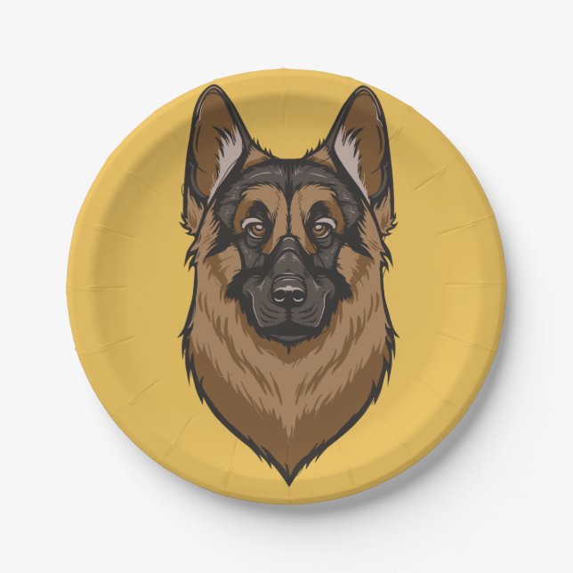 Prato De Papel Retrato do german shepherd (Frente)