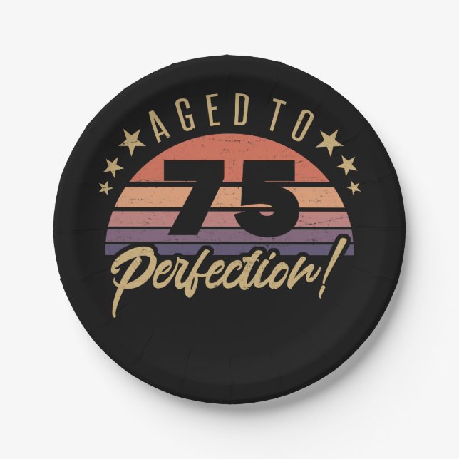 Prato De Papel Retro 75º Aniversário Humor (Frente)