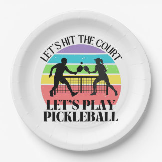 Prato De Papel Retro Be Happy Pickleball Rainbow Aniversário