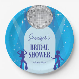 Prato De Papel Retro Blue 70s Disco Dancing Queen Bridal Shower
