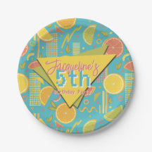 Retro Blue Summer Citrus Fruit Birthday