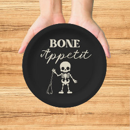 Prato De Papel Retro Bone Apetite Halloween Assustador