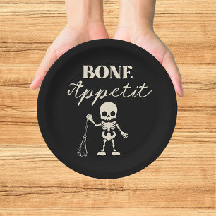 Prato De Papel Retro Bone Apetite Spooky Halloween
