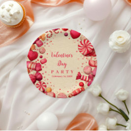 Prato De Papel Retro Candy Sweets Valentine Party