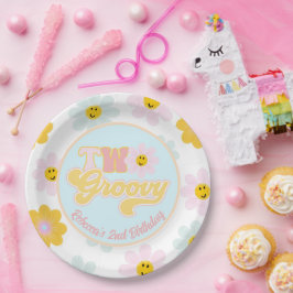 Prato De Papel Retro Daisy Duas Placas Personalizadas De Aniversá