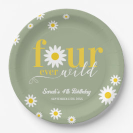 Prato De Papel Retro Daisy Four Ever Wild Sage Green 4º aniversár