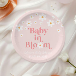 Prato De Papel Retro Daisy Rosa boho Bebê em Flor Bebê Chamada