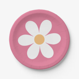 Prato De Papel Retro Daisy Rosa Clássico