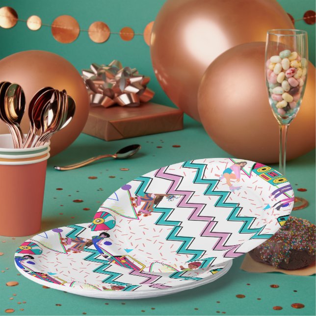 Prato De Papel Retro Funky  (Múltiplo)