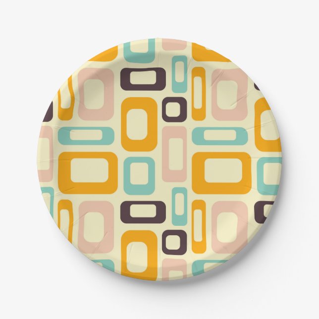 Prato De Papel Retro geometric pattern in light beige background (Frente)