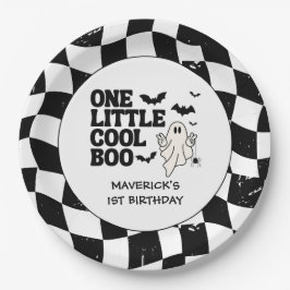 Prato De Papel Retro Ghost One Halloween Boy 1st Birthday
