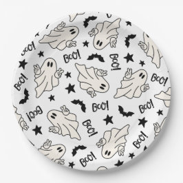 Prato De Papel Retro Ghost Spooktacular Halloween