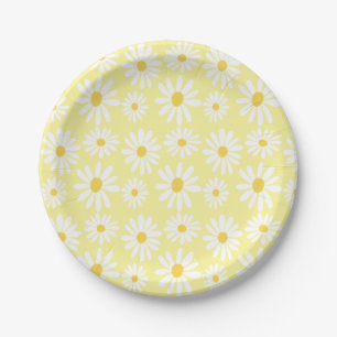 Prato De Papel Retro Groovy Daisies Primavera Daisy Boho Sunny