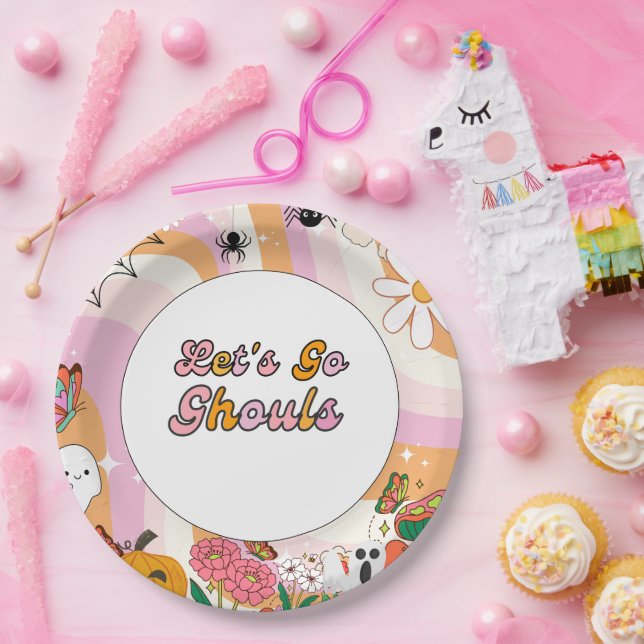 Prato De Papel Retro Grooy Vamos para o dia de aniversário das br (Festa)