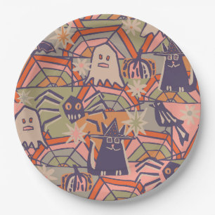 Prato De Papel Retro Halloween