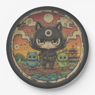 Prato De Papel Retro Island Pals: Ninja Cat Crew